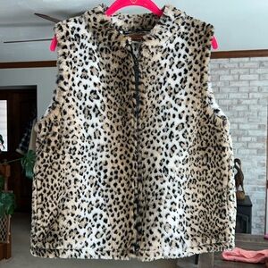 Vintage Cobblestone Canyon Faux Fur Leopard Cheetah Print Vest Size M